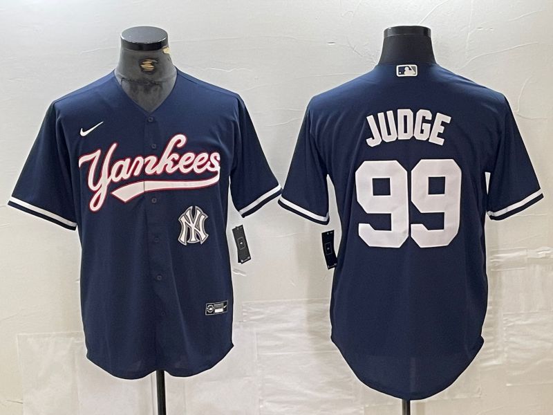 Men New York Yankees #99 Judge Dark blue Second generation joint name Nike 2024 MLB Jersey style 3